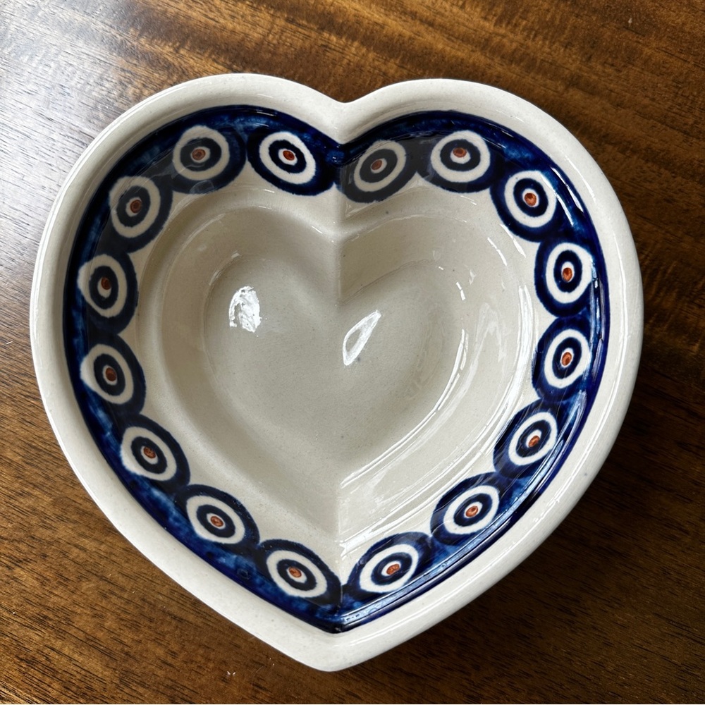 Boleslawiec Polish Pottery 6” Heart Shaped Bowl